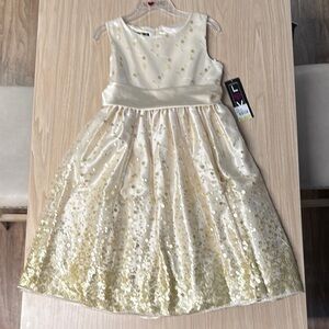 Love Cream and Gold Sequin Kids Dress